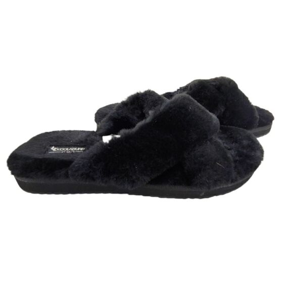 NWOT black faux fur Koolaburra BY UGG Ballia slide slippers size 10 - Picture 8 of 8
